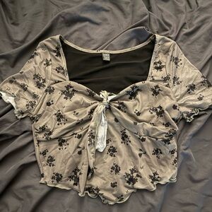 Floral Tie-Front Women Top